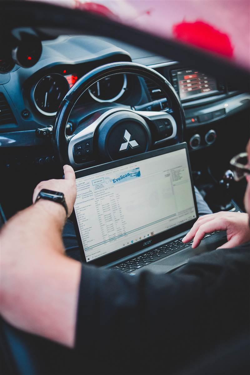 Mobile ECU remapping diagnostics on a laptop in Greater Manchester